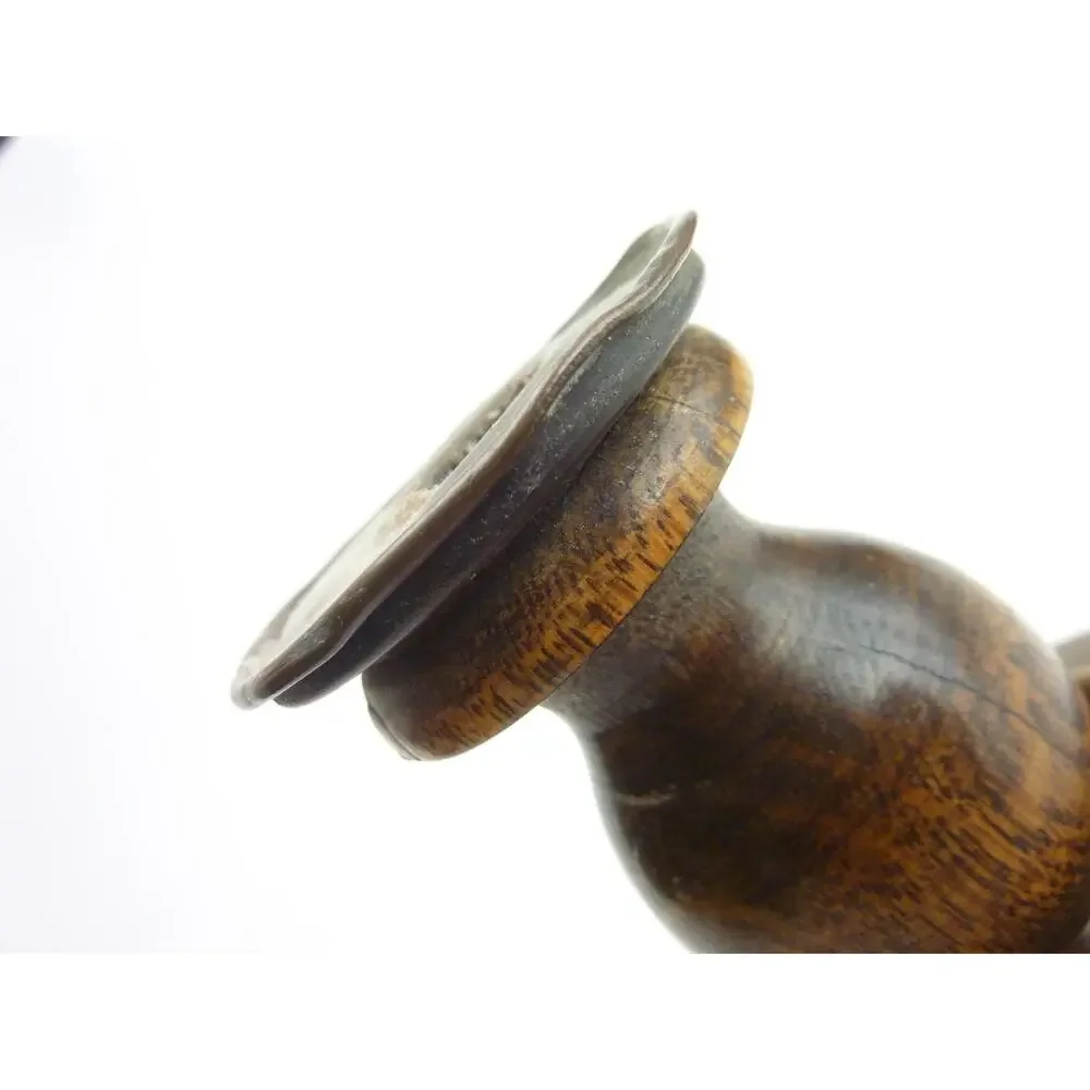 Vintage Mid Century Turned Wood Candle Holder Round Wooden Candlestick 6in